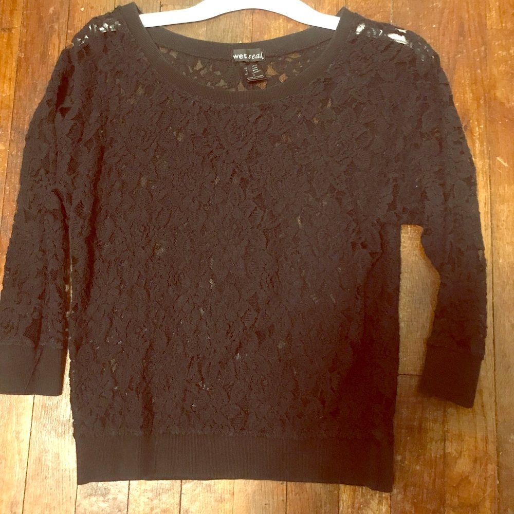 Sheer black floral shirt